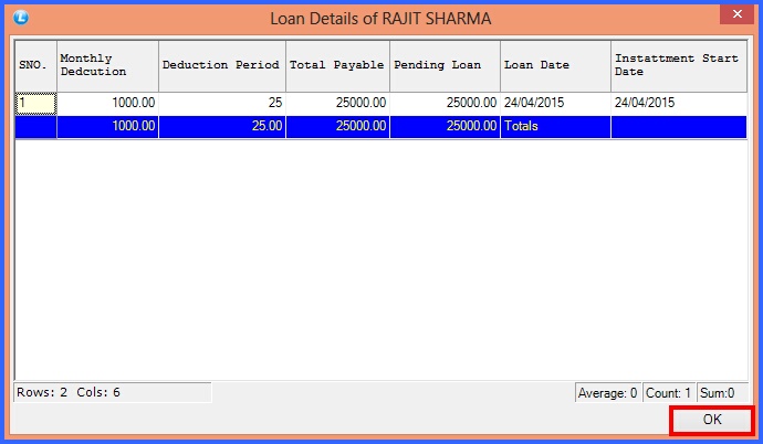 apparel payroll generation loan entry